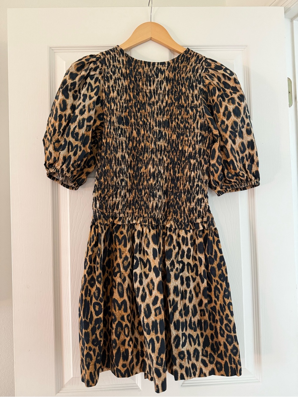 Damson Madder Bluebelle Leopard Shirred Mini Dress